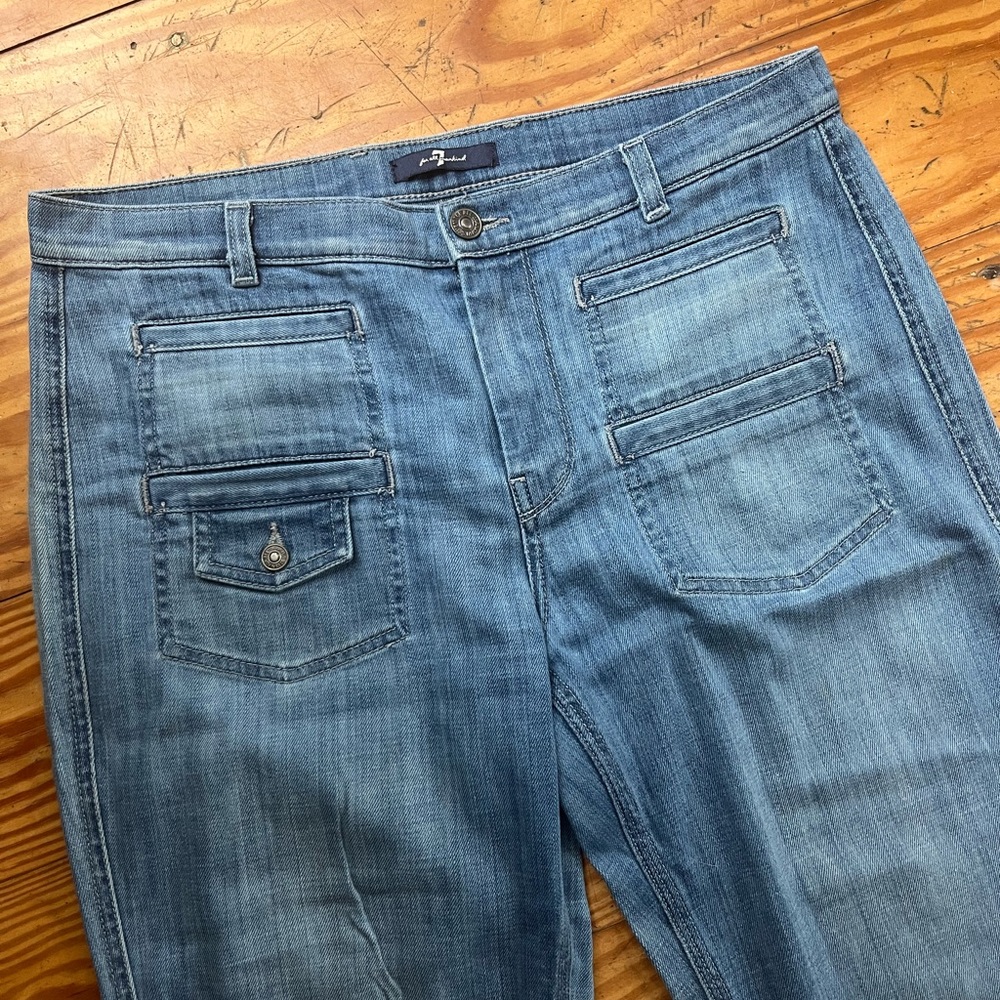 7 For All Mankind Denim Georgia Flare Jeans in Roxy Lights in Blue